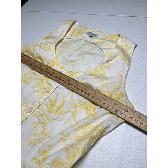 J. peterman Toile De Joey Sleeveless Yellow White Bird Novelty Bird Midi Dress 2 - Picture 9 of 9